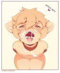 &lt;3 absurd_res anthro blush blush_lines bodily_fluids breasts canid canine canis collar collar_only comic comic_page cum cum_drip cum_drool cum_in_mouth cum_inside cum_on_body cum_on_breasts cum_on_face cum_on_tongue dialogue domestic_dog dripping ears_down english_text genital_fluids good_boy hi_res high-angle_view jack_(nepentz) looking_at_viewer looking_up male mammal mostly_nude nepentz nipples nude open_mouth pivoted_ears presenting sitting solo speech_bubble teeth text tongue tongue_out 