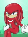  echidna fur genitals girly hair horndoggy23 humanoid knuckles_the_echidna male mammal monotreme penis pinup pose red_body red_fur red_hair solo sonic_the_hedgehog_(series) 