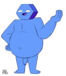  balls belly blue_(the_heist) blue_body blue_penis blue_skin genitals hexagon humanoid humanoid_genitalia humanoid_penis knullmannen_(artist) male not_furry nude overweight overweight_humanoid overweight_male penis simple_background solo the_heist white_background 