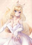  2020 animal_humanoid arknights beauty_mark blonde_hair blue_eyes blush breasts bride cleavage clothed clothing digit_ring dress female fur hair headgear hi_res humanoid hypergryph inner_ear_fluff jewelry mammal mammal_humanoid portrait ring shi_huaan_ling_feeng smile solo studio_montagne three-quarter_portrait tuft video_games wedding_dress wedding_gloves wedding_ring wedding_veil whislash_(arknights) white_body white_fur 