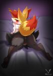  &lt;3 2020 3_toes anal_leakage anthro anus areola bed black_body black_fur bodily_fluids braixen breasts butt canid canine claws clitoris dipstick_tail feet female finger_claws fur furniture genital_fluids genitals hi_res inner_ear_fluff looking_at_viewer looking_back lying mammal multicolored_tail nintendo nipples on_bed on_front open_mouth open_smile paws pink_areola pink_nipples pok&eacute;mon pok&eacute;mon_(species) presenting presenting_anus presenting_hindquarters presenting_pussy pussy pussy_juice rear_view red_body red_eyes red_fur shaded smile solo spread_legs spreading teeth toe_claws toes tuft usssar12 video_games white_body white_fur yellow_body yellow_fur 