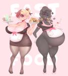  2019 absurd_res belly belly_overhang beverage big_belly big_breasts big_butt black_bottomwear black_clothing blonde_hair bottomwear bow_tie breasts bulge butt cake cleavage clothed clothing coffee curvy_figure cyclops dessert duo ear_piercing ear_ring female food fruit ghost girly girly_clothing girly_hair hair hand_on_hip hi_res humanoid jewelry male male_pregnancy monster multicolored_hair open_mouth overweight overweight_female overweight_male piercing plant pregnant pregnant_female red_eyes red_hair sharp_teeth soda spirit strawberry teeth thick_thighs tongue two_tone_hair vis-the-spectre voluptuous waiter waitress_outfit wide_hips 