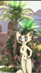  anthro articfox canid canine clara(mrfoxluck) disney edit elemental_creature facial_markings female female/female flora_fauna flower fluffy_chest fox head_markings hi_res mammal markings mrfoxluck nude palm_tree photo_manipulation plant tree zootopia 