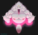  3_eyes anthro big_pecs big_penis black_background bodily_fluids gengar genital_fluids genitals grey_eyes hi_res hunnipanda male multi_eye muscular muscular_anthro muscular_male nintendo nipples pecs penis pok&eacute;mon pok&eacute;mon_(species) precum shiny_pok&eacute;mon simple_background solo tongue tongue_out video_games white_body white_penis 