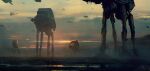  at-at cloud darek_zabrocki english_commentary galactic_empire highres mecha no_humans science_fiction signature sky star_wars sunlight walker walking 