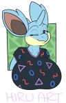  90s_clothing anthro big_breasts blue_body blue_eyes breasts clothed clothing female hi_res hirurux horn looking_at_viewer nidoqueen nintendo one_eye_closed pok&eacute;mon pok&eacute;mon_(species) shirt solo t-shirt topwear velvet_(hirurux) video_games wink winking_at_viewer 