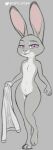  absurd_res bite biting_lip disney female flat_chested fluffytuft genitals grey_body hi_res judy_hopps lagomorph leporid looking_at_viewer mammal purple_eyes pussy rabbit smile wide_hips zootopia 
