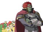 3boys armor bowser bracelet crossed_arms crossover crown dark_skin donkey_kong_(series) earrings ganondorf gerudo highres horns jewelry king_k._rool mario_(series) multiple_boys new_super_mario_bros._u_deluxe open_mouth pointy_ears red_hair spiked_bracelet spikes super_crown super_smash_bros. the_legend_of_zelda the_legend_of_zelda:_ocarina_of_time tina_fate 