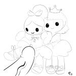  animate_inanimate black_eyes clothing crown doll dress duo female genitals hi_res holding_another living_doll male male/female mt not_furry penis simple_background sketch smile white_background 