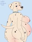  101_dalmatians 2020 anthro anthrofied areola big_breasts big_butt black_body black_fur blue_eyes breasts butt canid canine canis collar collar_only dalmatian disney domestic_dog female fur hi_res hirurux looking_back mammal mature_anthro mature_female multicolored_body multicolored_fur nipples nude perdita pregnant pregnant_female solo spots spotted_body spotted_fur stretch_marks white_body white_fur wide_hips 