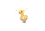  ? absurdres beak brendals96 brown_eyes chocobo eggshell final_fantasy hatchlings highres looking_at_viewer simple_background standing sweat sweatdrop tagme talons white_background yellow_feathers 