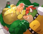  2021 anal anthro balls belly blush bodily_fluids bowser crocodilian cum cum_on_face cum_on_penis cum_on_stomach donkey_kong_(series) duo erection genital_fluids genitals green_body hi_res humanoid_genitalia humanoid_penis kemono king_k._rool koopa kremling male male/male mario_bros moobs nintendo oral overweight overweight_male penis reptile rimming scalie sex tongue tongue_out video_games yoshizaurusu_n 