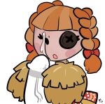  animate_inanimate blush blush_stickers bodily_fluids brown_hair button_eyes cheerleader cum cum_on_face doll duo female genital_fluids genitals hair living_doll living_plushie male male/female mt not_furry one_eye_closed open_mouth penis plushie pom_poms simple_background white_background 