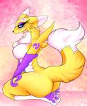  absurd_res anthro artist breasts butt cassielink cherry_blossom digimon digimon_(species) digital_media_(artwork) exposed_breasts female hi_res invalid_tag lady_(disambiguation) nude plant renamon renamonpaws solo wide_hips 