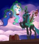  axe blood bodily_fluids chopping_block crown death decapitation equid equine execution female friendship_is_magic gore hasbro hi_res horn mammal melee_weapon my_little_pony open_mouth princess_celestia_(mlp) princess_luna_(mlp) queen_chrysalis_(mlp) royalty severed_head snuff telekinesis unicorn unknown_artist weapon 
