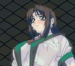  angel_blade animated animated_gif blush bracelet breasts brown_hair earrings gif huge_breasts jewelry long_hair lowres masami_obari nipples oobari_masami tears torn_clothes 