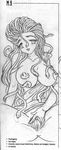  breasts covered_nipples gorgon greyscale large_breasts monochrome monster_girl pussy sketch solo spread_legs spread_pussy 