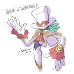  1boy 2020 ascot balan_(balan_wonderworld) balan_wonderworld capelet copyright_name english_commentary green_hair hairlocs looking_back male_focus mixed-language_commentary official_art ooshima_naoto open_hands red_neckwear sketch smile solo twisted_torso yellow_eyes 