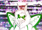  antennae_(anatomy) anthro arthropod evil_grin female glitch green_eyes hi_res insect insect_wings leelan lepidopteran luna_moth miss_moth moth saturniid showing_teeth smile solo wings 