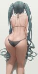  1girl absurdres all_fours ass back bikini black_bikini character_request copyright_request free_style_(yohan1754) green_hair hair_ornament hatsune_miku highres long_hair swimsuit thighs twintails very_long_hair 