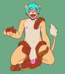  anthro bitelickart digital_media_(artwork) eating_feces erection feces felid filthy genitals girly hair hyper hyper_feces invalid_tag lion looking_at_viewer male mammal nude pantherine penis scat simple_background smile solo 