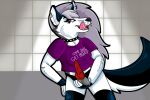  anthro breasts canid canid_demon canine canis clothed clothing collar demon dildo ear_piercing ear_ring female fur hair hellhound helluva_boss knot licking licking_lips loona_(vivzmind) mammal orchidfomantis_(artist) piercing sex_toy solo strapon tongue tongue_out white_body white_fur wolf 
