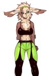  2021 anthro black_sclera clothed clothing eyebrows female fur hi_res lagomorph leporid long_ears looking_at_viewer mammal rabbit rtr shirt simple_background solo standing tank_top tight_clothing topwear 
