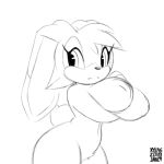  anthro big_breasts biped breasts female inverted_nipples lagomorph leporid mammal monochrome nipples nude rabbit simple_background solo sonic_the_hedgehog_(series) vanilla_the_rabbit white_background xylas 