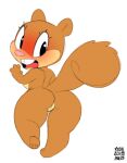  anthro biped breasts brown_body brown_fur buckteeth butt female fur genitals looking_back mammal nickelodeon nude open_mouth pussy rodent sandy_cheeks sciurid simple_background solo spongebob_squarepants teeth tree_squirrel white_background xylas 
