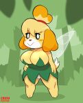  absurd_res animal_crossing anthro big_breasts breasts canid canine canis clothed clothing cosplay crossover crossover_cosplay crushpepper disney domestic_dog fairy female fur hi_res isabelle_(animal_crossing) looking_at_viewer mammal nintendo panties shih_tzu smile solo tinkerbell tinkerbelle toy_dog underwear video_games yellow_body yellow_fur 