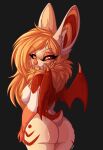  2021 anthro breasts chiropteran digital_media_(artwork) eyebrows eyelashes female furkinghell hair hi_res mammal membrane_(anatomy) membranous_wings nude orange_hair simple_background standing wings 