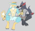 1oi anthro beverage blush bulge capcom clothed clothing conditional_dnp drunk duo fanged_wyvern flying_wyvern fur genital_outline hair hi_res horn male mammal monster_hunter nargacuga open_mouth penis_outline sitting sketch substance_intoxication tipsy video_games zinogre 