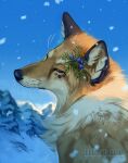  2021 ambiguous_gender black_nose canid canine day detailed_background digital_media_(artwork) feral fox fur heyriel mammal outside sky solo tan_body tan_fur 