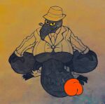  anthro avian belly big_penis bird cigar circumcised clothed clothing corvid corvus_(genus) crow determined digital_media_(artwork) duke_(fritz_the_cat) erection fedora footwear fritz_the_cat genitals gigaboy glans graphite_(artwork) hand_on_balls hat headgear headwear hi_res huge_penis humanoid hyper hyper_genitalia hyper_penis inviting jacket looking_at_viewer male navel no_underwear organs oscine overweight passerine pencil_(artwork) penis red_glans simple_background sitting slightly_chubby smoking solo solo_focus stomach topwear traditional_media_(artwork) vein veiny_penis yellow_sclera 