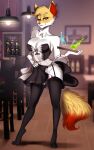  absurd_res alcohol anthro beverage big_breasts blush bottomwear braixen breasts clothed clothing clothing_lift cocktail female hi_res nintendo pok&eacute;mon pok&eacute;mon_(species) serving_tray sex_toy skirt skirt_lift solo vibrator video_games zhadart 