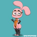  anais_watterson animated anthro armwear cartoon_network clothed clothing female fur hi_res highleg lagomorph legwear leotard leporid mammal pink_body pink_fur rabbit sex_toy solo spicypepper swimwear the_amazing_world_of_gumball thick_thighs thigh_highs vibrator 