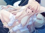  1girl animal_ears bb blonde_hair breasts brown_eyes censored fox_ears inari large_breasts long_hair monster_girl nipples penis pussy sex source_request tail 