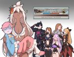  1boy 6+girls ahoge aircraft airship armor arrow bags_under_eyes beatrix_(granblue_fantasy) bikini black_hair blank_eyes blonde_hair blouse bow breasts brown_hair carrying character_request commentary crying defeat earrings eyes_closed flower frills garter_belt gloves gradient gradient_background granblue_fantasy hair_bow hair_flower hair_ornament handkerchief heart helmet holding holding_helmet horns jewelry katalina_aryze komeiji_satori leaf_hair_ornament long_hair long_sleeves mefomefo multiple_girls narmaya_(granblue_fantasy) navel octopus open_mouth pink_hair purple_hair salute shaded_face shirou_(granblue_fantasy) short_hair shorts simple_background skirt slippers swimsuit tan tears text_focus thighhighs touhou very_long_hair vira_lilie white_hair wide_sleeves zooey_(granblue_fantasy) 