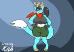  anthro antlers big_breasts breasts carol_tea cervid cervine clothed clothing cosplay eyewear felid feline female fluffy fluffy_tail freedom_planet glasses gloves hi_res hooves horn hybrid long_tail mammal ponytail rylie_(hypernovagm) scarf shirt shorts simple_background solo spots thefoxbro video_games 