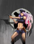  capcom final_fight gun handgun luger_p08 male_focus otoko_no_ko pink_hair pistol poison solo weapon 