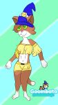  absurd_res anthro barefoot blue bodidomestic_cat feet felid feline female goombato goomita hi_res magic mammal solo toes yellow 