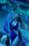  2021 anthro breasts canid canine clothed clothing detailed_background digital_media_(artwork) dress elvofirida female fox hi_res mammal night outside standing 