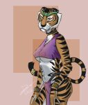  anthro big_breasts big_butt breasts butt clothing felid female fur jewelry mammal pantherine roar_tigerclaw solo striped_body striped_fur stripes tiger translucent translucent_clothing 