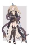  1girl armor bangs blonde_hair blue_eyes breastplate breasts cleavage gloves granblue_fantasy hair_intakes hair_ornament hairband highres long_hair looking_at_viewer shimatani_azu solo twintails weapon zeta_(granblue_fantasy) 