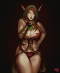  absurd_res big_breasts blizzard_entertainment blood_elf breasts cleavage clothed clothing deathmask elf female hi_res humanoid looking_at_viewer not_furry solo thick_thighs video_games warcraft wide_hips 