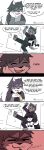  absurd_res anthro bonehand_(catkitte) catkitte clothed clothing comic cousins dialogue domestic_cat english_text felid feline felis giant_panda hi_res humor male mammal panda_(catkitte) profanity smile text ugly_cat_(catkitte) ursid 