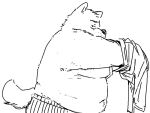  2021 anthro belly canid canine canis clothing domestic_dog dressing kemono male mammal moobs navel overweight overweight_anthro overweight_male pommn_mn shirt simple_background sketch solo topwear underwear white_background 