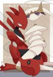  ambiguous_gender anthro duo female hi_res nintendo pheromosa pheromosa1111 pincers pok&eacute;mon pok&eacute;mon_(species) purple_eyes scizor simple_background straddling ultra_beast video_games wings 