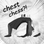  absurdres bent board_game chess chess_piece chessboard comic_sans dress emphasis_lines english_commentary from_side greyscale highres hololive hololive_english long_hair monochrome ninomae_ina&#039;nis pantyhose shirt tentacle_hair very_long_hair virtual_youtuber xyanaid 