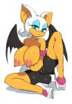  anthro armwear big_breasts breasts camel_toe chiropteran clothed clothing elbow_gloves female gloves handwear high_heels looking_at_viewer mammal nipples rouge_the_bat solo sonic_the_hedgehog_(series) spread_legs spreading topless wings yuta_agc 